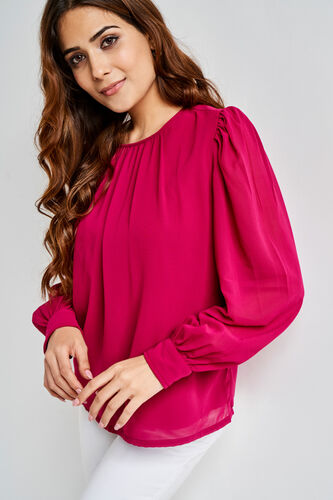Pink Solid Straight Top, Red, image 7